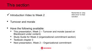 Week 2: Turnover and Morale - Organizational Commitment
