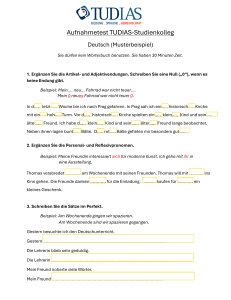 TUDIAS Studienkolleg Deutsch Aufnahmetest Musterbeispiel
