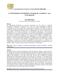 D&eacute;terminants de l'acceptation du e-commerce : une revue g&eacute;n&eacute;rale