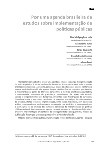 Agenda Brasileira de Estudos sobre Implementa&ccedil;&atilde;o de Pol&iacute;ticas P&uacute;blicas