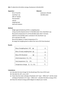 Determine Lattice Energy of KCl Experiment