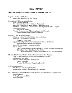 Criminal Justice Exam 1 Review Guide