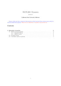 EGCE-202 Dynamics Lecture 2: Kinematics