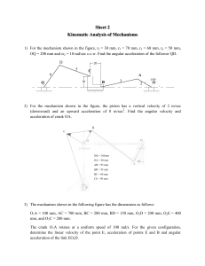 Kinematic Analysis of Mechanisms Problem Set