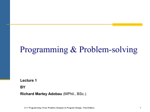 Programming & Problem-solving Lecture 1