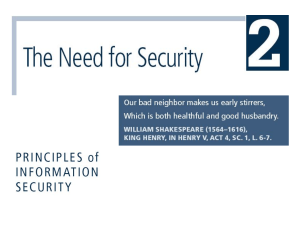 The Need for Security - Information Security Principles