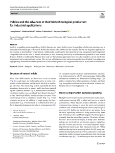 Indoles: Biotechnological Production Advances for Industrial Use