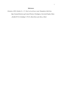 Hard Rock and Heavy Metal: Course Reading Reference
