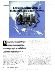 The East Asian Miracle: Economic Growth Analysis