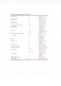 Physical Constants and Conversion Factors Table
