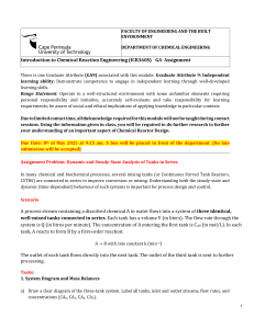 Chemical Reaction Engineering Assignment: Tanks in Series Analysis