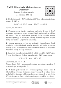Zadania z XVIII Olimpiady Matematycznej Junior&oacute;w (2023)