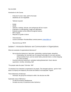 Organizational Behavior Course Introduction: Syllabus & Lecture 1