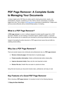 PDF Page Remover: A Complete Guide to Managing Documents