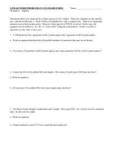 Linear Word Problems in Standard Form Worksheet
