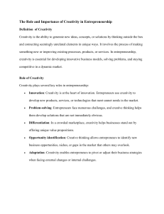 Creativity in Entrepreneurship: Role & Importance