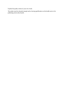 Health Article Quality Criteria Quiz Question