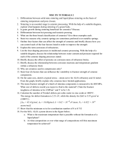 MSE 351 Tutorials 2: Ceramic Processing Questions