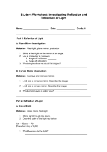 Student Worksheet: Reflection & Refraction of Light