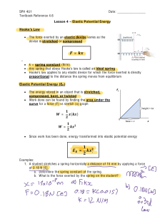 Lesson 4: Elastic Potential Energy & Hooke's Law