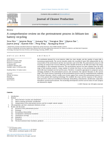 Lithium-ion Battery Recycling Pretreatment Review