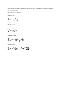 Physics Formulas: Newton's Law, Speed, Energy
