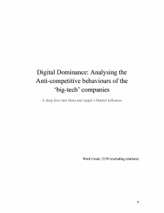 Digital Dominance: Big Tech Anti-competitive Behaviors