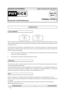 Thermal Physics: Thermometry for Advanced Level Physics