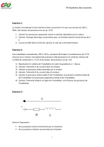 TD Syst&egrave;mes des courants : Exercices d'&eacute;lectricit&eacute;