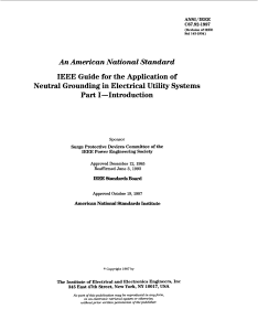 ANSI IEEE C67.92-1987 --- IEEE Guide For The Application Of Neutral Grounding In Electrical Utility Systems Part I-introduction