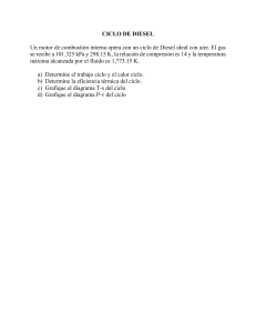 Problema Ciclo de Diesel: C&aacute;lculos y Diagramas