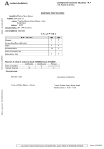Bolet&iacute;n de calificaciones 1&ordm; Bachillerato Artes 2025/2026