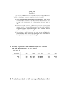 ECON 210 Hand-In 2: Wage and IQ Regression Analysis