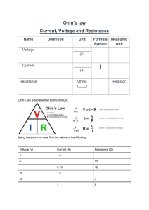 Ohm's Law Worksheet: Voltage, Current, Resistance