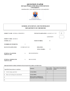 General Chemistry 1 Assignment MCHM 011