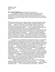 Goldberg v. Kelly 1970: Welfare Due Process Ruling
