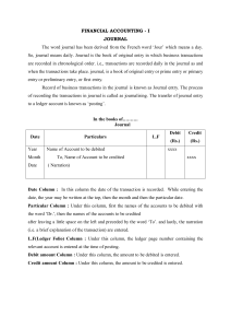 Financial Accounting I: Journal & Journal Entries