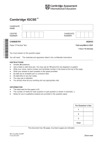 Cambridge IGCSE Chemistry Paper 5 Practical Test