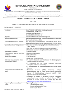 Bolibongkingking Festival Socio-cultural Impact Thesis Concept Paper