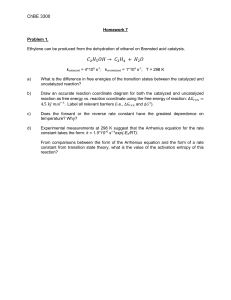 ChBE 3300 Homework 7: Reaction Kinetics