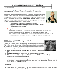 Prueba Escrita: Herencia y Gen&eacute;tica - Ejercicios de Gen&eacute;tica