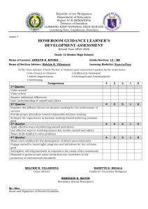 Grade 12 Learner's Development Assessment Form