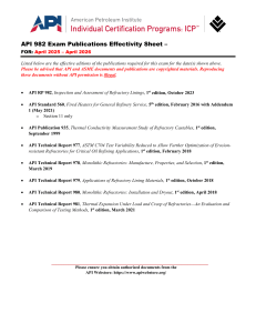 API 982 Exam Publications Effectivity Sheet 2025-2026