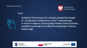 Spotkanie informacyjne: Projekt Doskonałość dydaktyczna uczelni