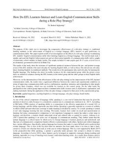 Role-Play Strategy for EFL Learners' English Communication Skills