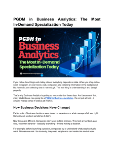 PGDM in Business Analytics: In-Demand Specialization