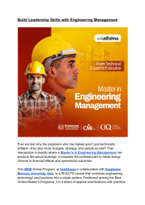 Master in Engineering Management Online Program