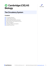 AS Biology Notes: The Circulatory System