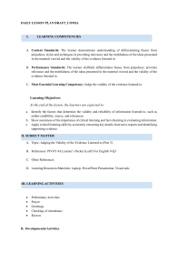 Daily Lesson Plan: Judging Evidence Validity (English 9)