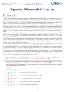 Notas de Aula: Equa&ccedil;&otilde;es Diferenciais Ordin&aacute;rias